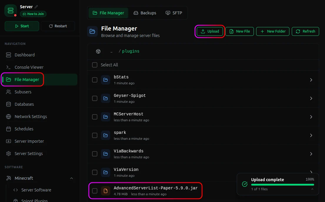 Upload button